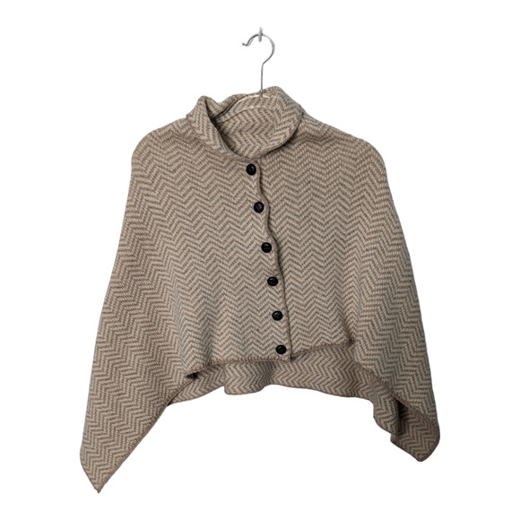 Aran Woollen Mills Heritage Herringbone Wool Poncho Cape Made in Ireland NWT OS - Picture 4 of 10